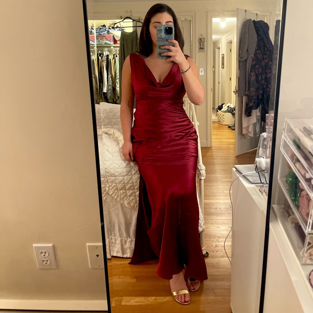 Nicholas Merlot Draped Silk Satin Blend Dress